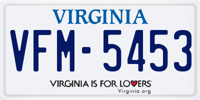 VA license plate VFM5453
