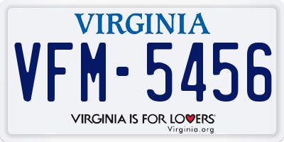 VA license plate VFM5456