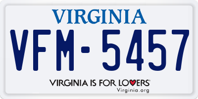 VA license plate VFM5457
