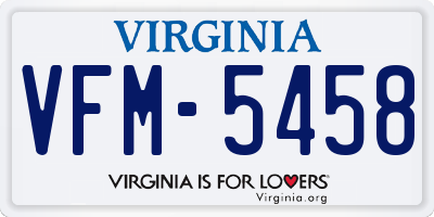 VA license plate VFM5458
