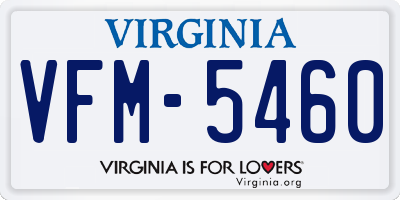VA license plate VFM5460