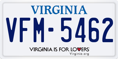 VA license plate VFM5462