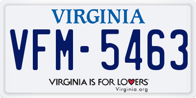VA license plate VFM5463
