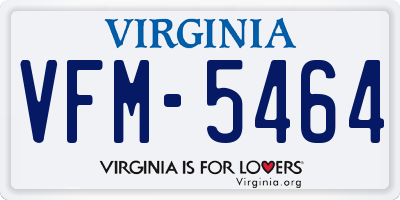 VA license plate VFM5464