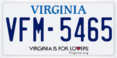 VA license plate VFM5465