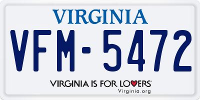 VA license plate VFM5472