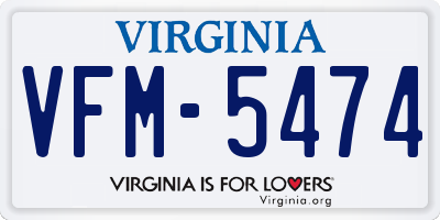 VA license plate VFM5474