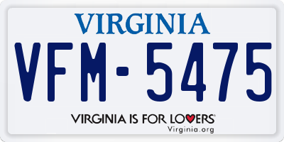VA license plate VFM5475