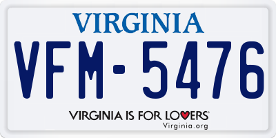 VA license plate VFM5476