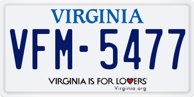 VA license plate VFM5477
