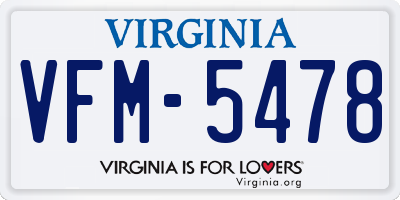 VA license plate VFM5478