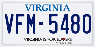 VA license plate VFM5480