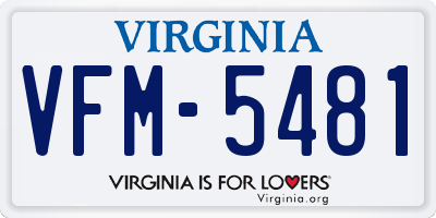 VA license plate VFM5481