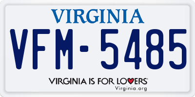 VA license plate VFM5485