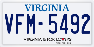 VA license plate VFM5492