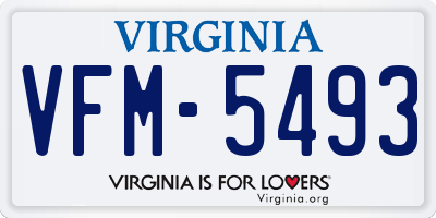 VA license plate VFM5493