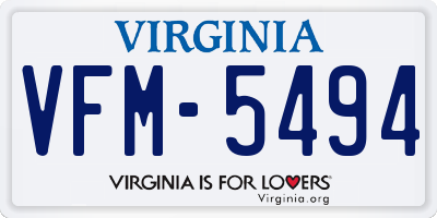 VA license plate VFM5494