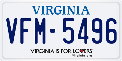 VA license plate VFM5496