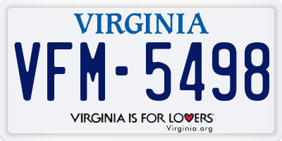 VA license plate VFM5498