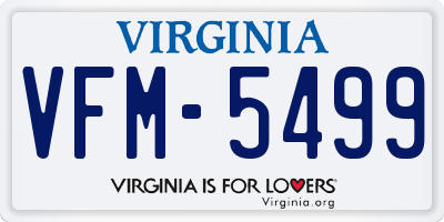 VA license plate VFM5499