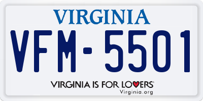 VA license plate VFM5501