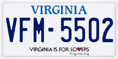 VA license plate VFM5502