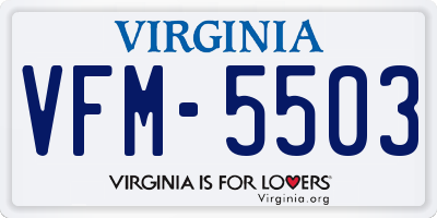 VA license plate VFM5503