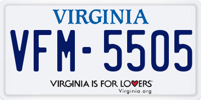 VA license plate VFM5505