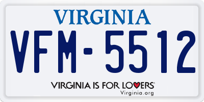 VA license plate VFM5512