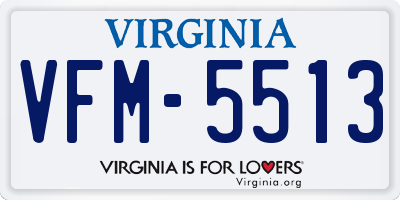 VA license plate VFM5513