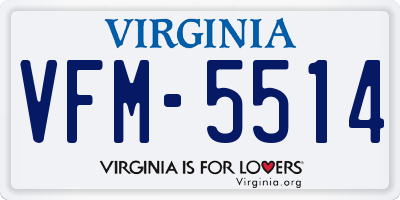 VA license plate VFM5514