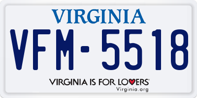 VA license plate VFM5518