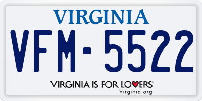 VA license plate VFM5522