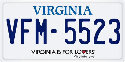 VA license plate VFM5523