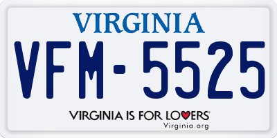 VA license plate VFM5525