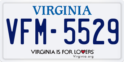 VA license plate VFM5529