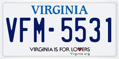 VA license plate VFM5531