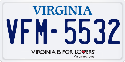 VA license plate VFM5532