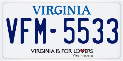 VA license plate VFM5533