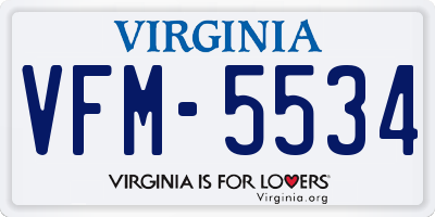 VA license plate VFM5534