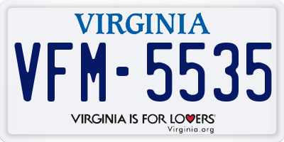 VA license plate VFM5535