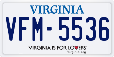 VA license plate VFM5536