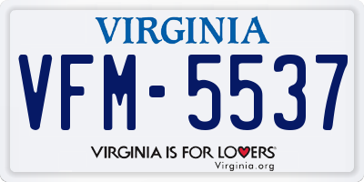 VA license plate VFM5537