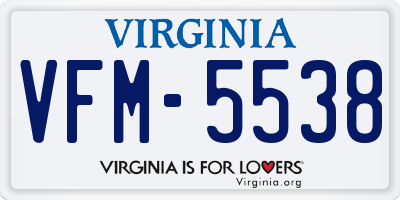 VA license plate VFM5538