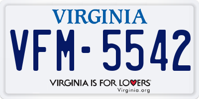 VA license plate VFM5542