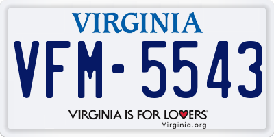 VA license plate VFM5543