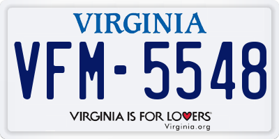 VA license plate VFM5548