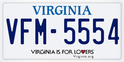 VA license plate VFM5554