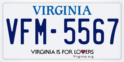 VA license plate VFM5567