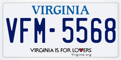 VA license plate VFM5568